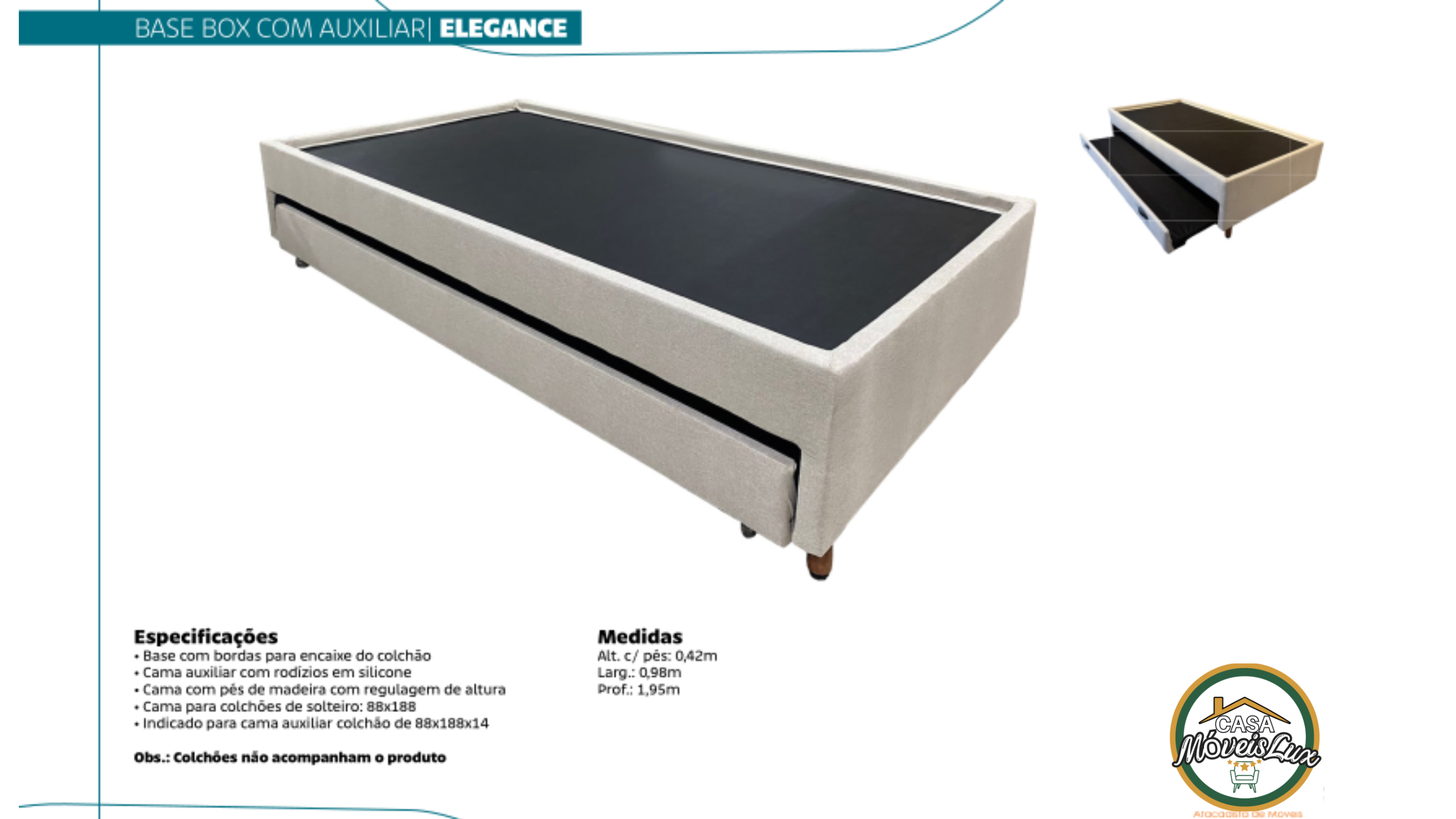 BASE BOX COM AUXILIAR ELEGANCE