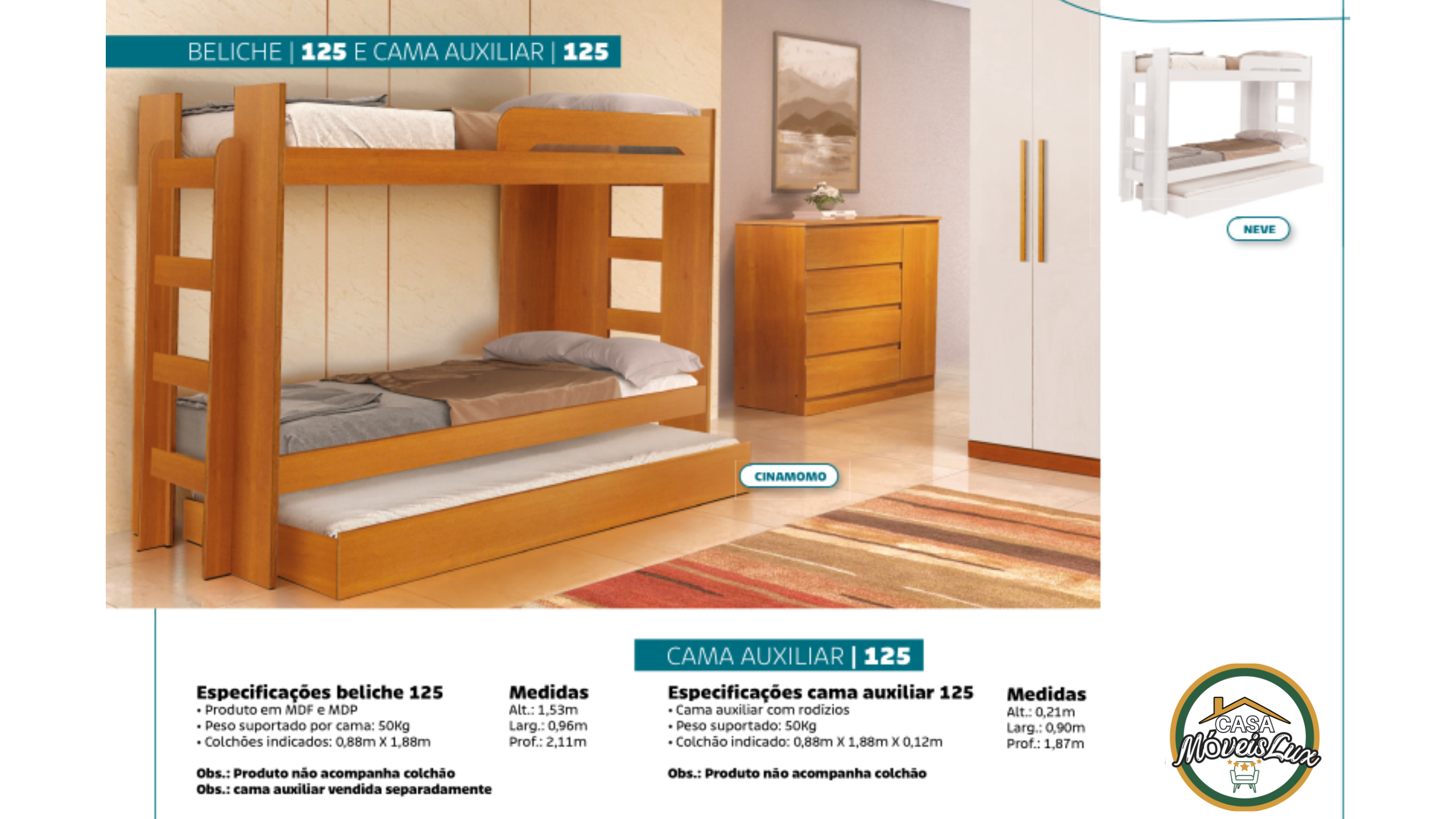 BELICHE 125 E CAMA AUXILIAR 125