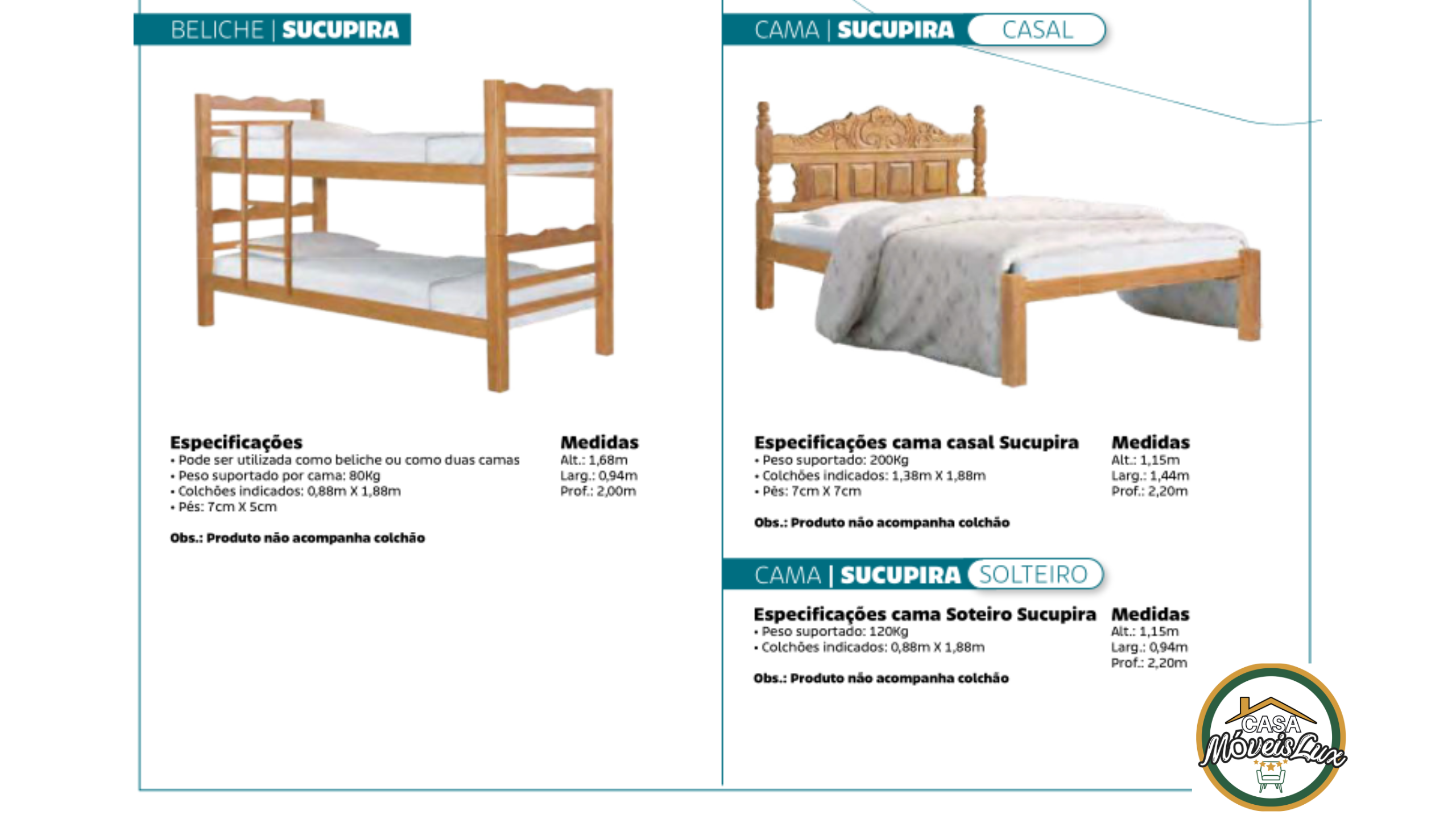 BELICHE SUCUPIRA e CAMA SUCUPIRA CASAL