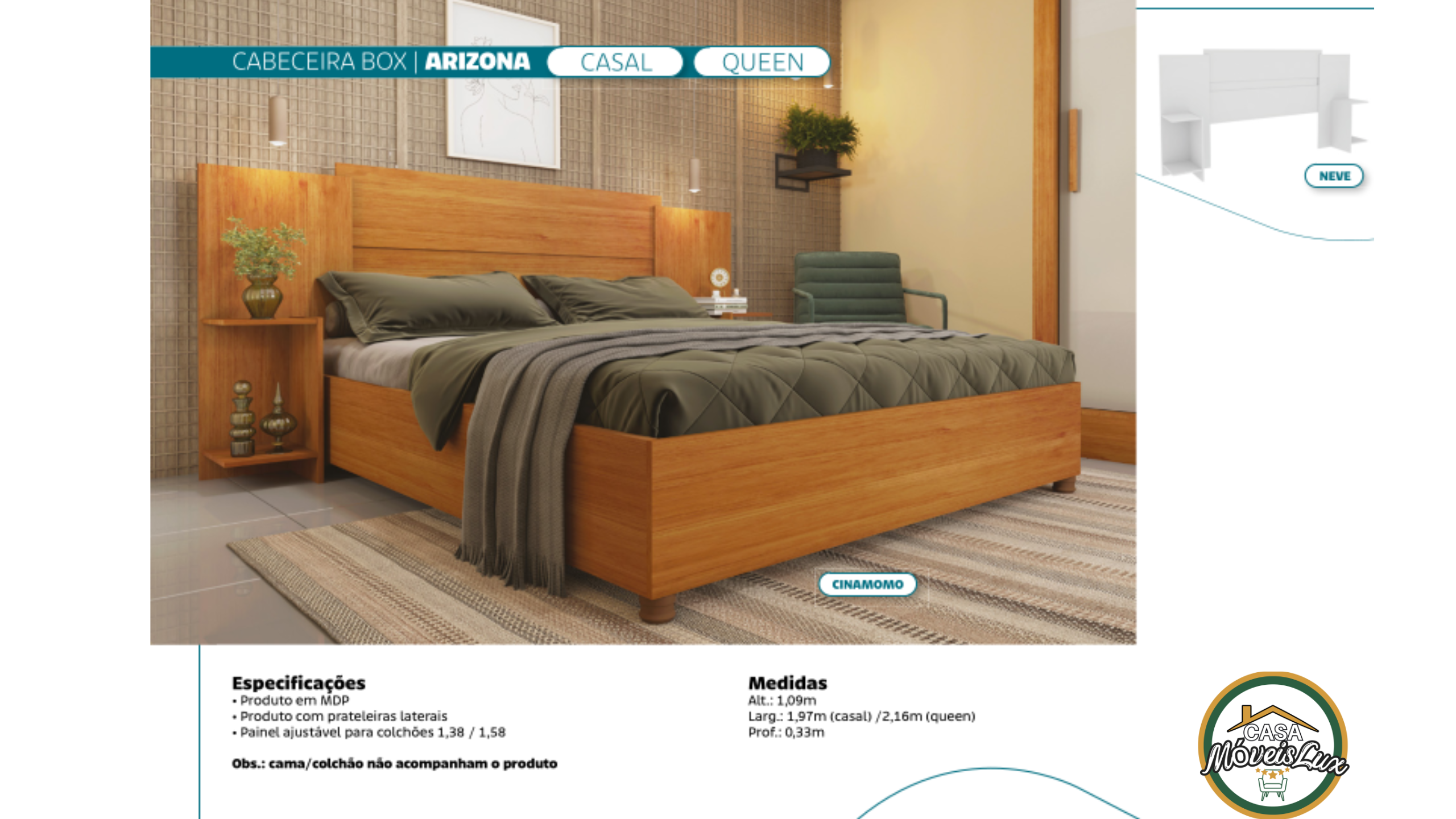 CABECEIRA BOX ARIZONA CASAL QUEEN