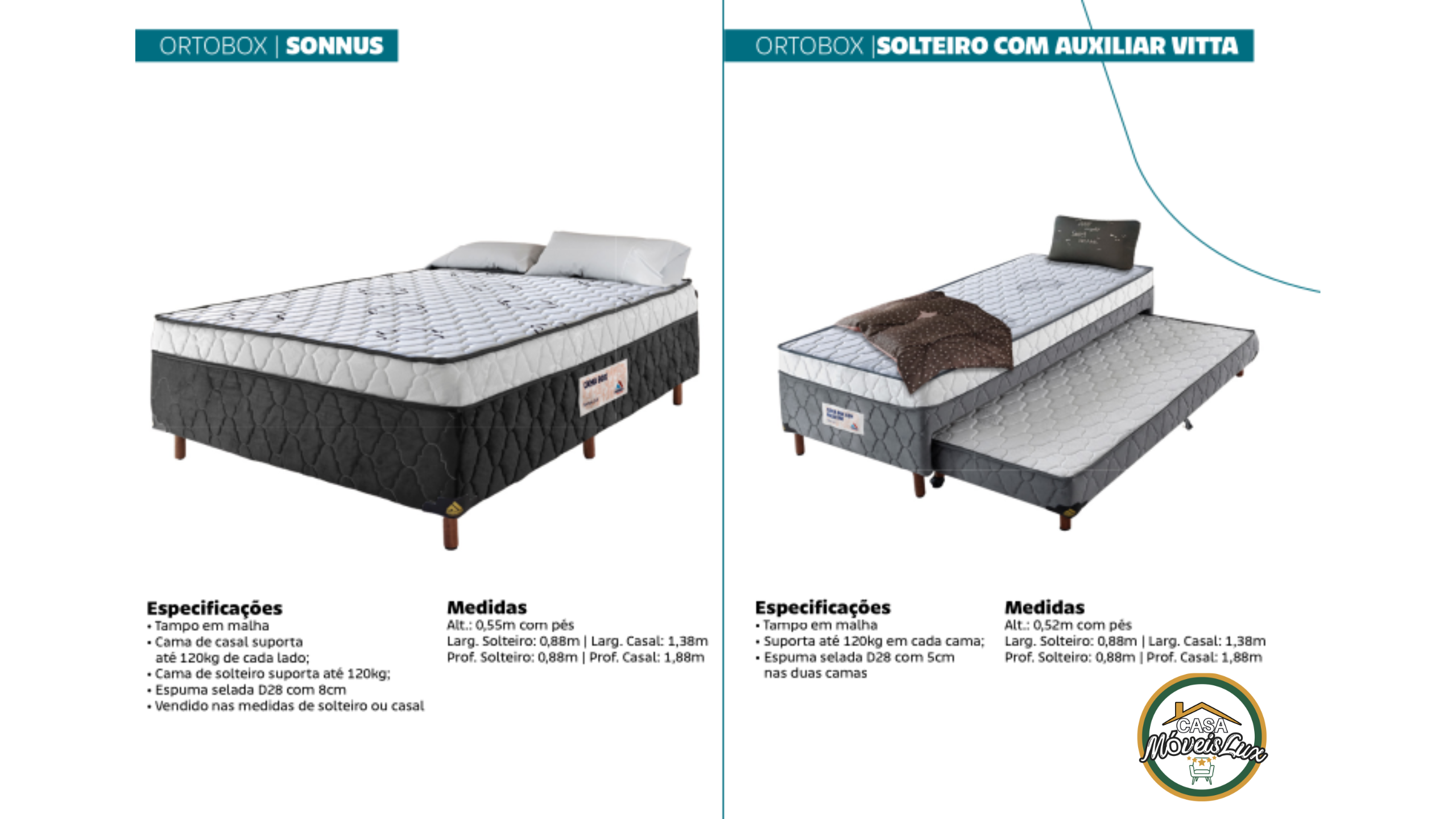 ORTOBOX SONNUS & ORTOBOX SOLTEIRO COM AUXILIAR VITTA