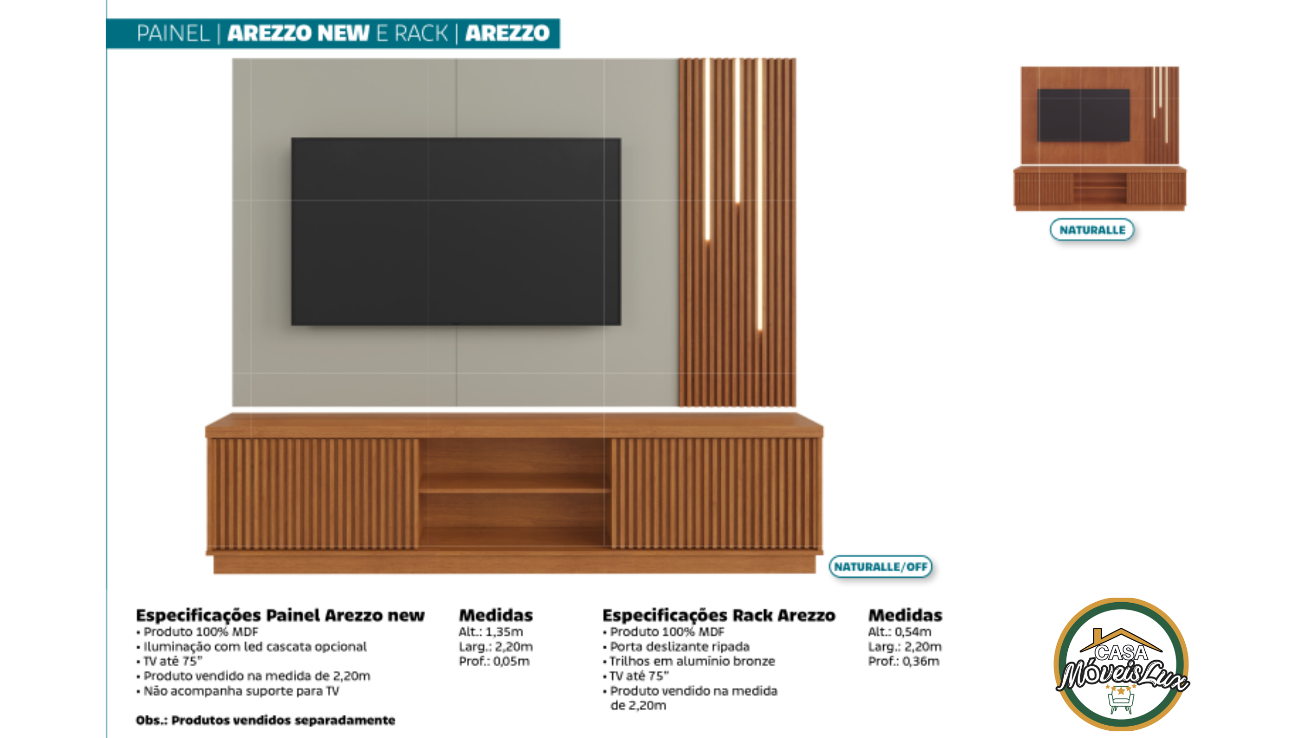 PAINEL AREZZO NEW E RACK AREZZO