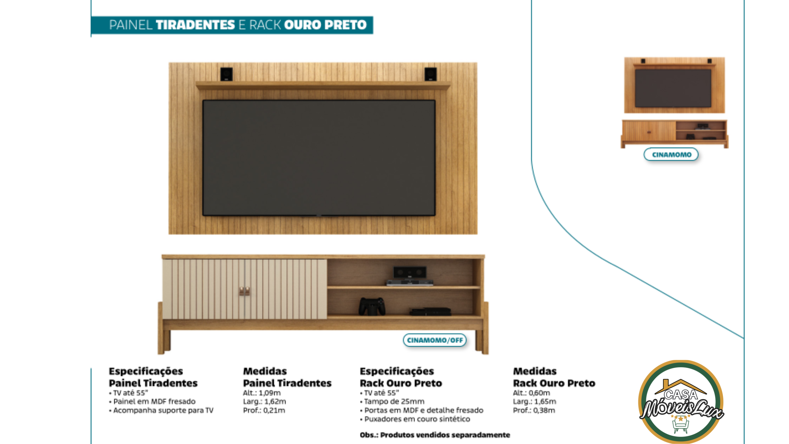 PAINEL TIRADENTES E RACK OURO PRETO