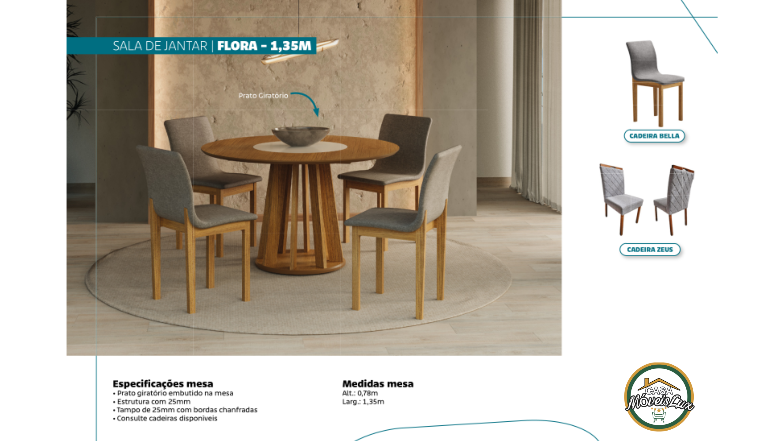 SALA DE JANTAR FLORA - 1,35M