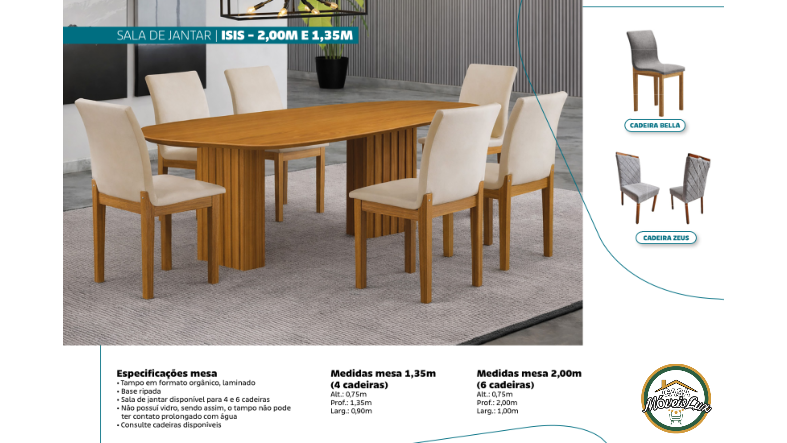 SALA DE JANTAR ISIS - 2,00M E 1,35M