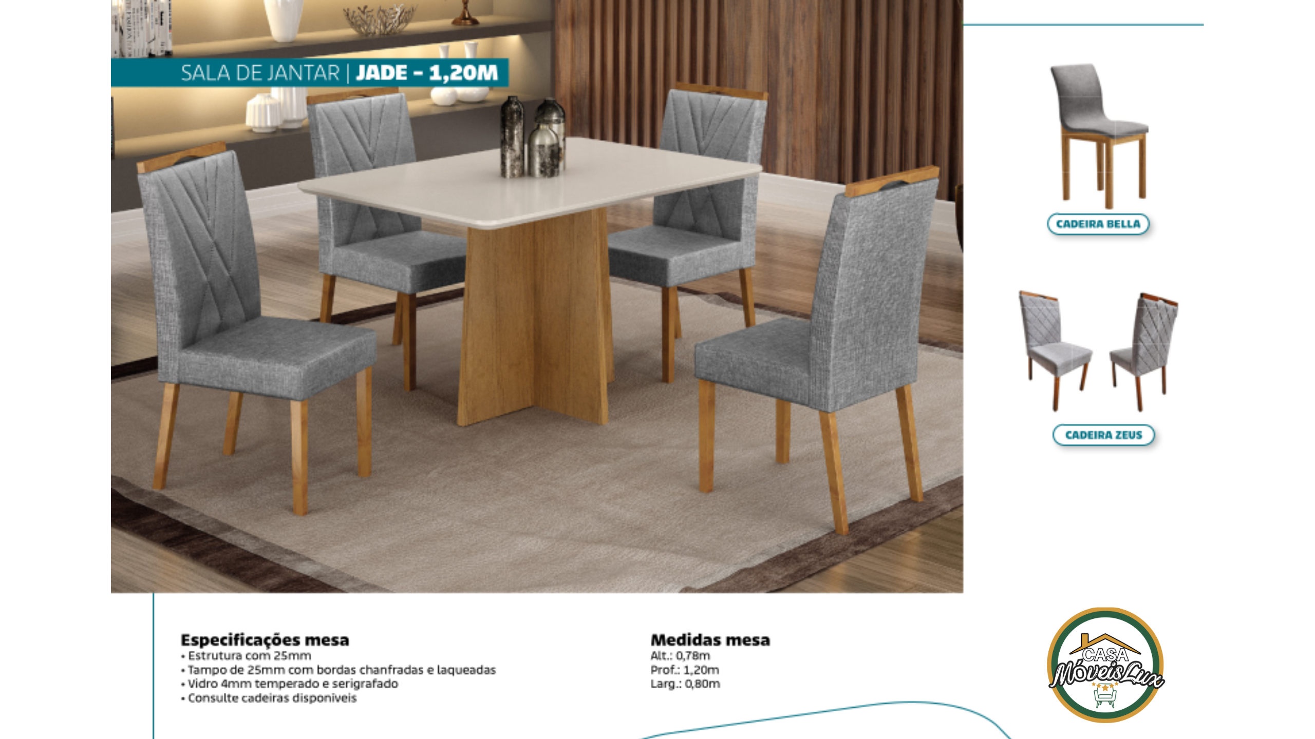 SALA DE JANTAR JADE - 1,20M