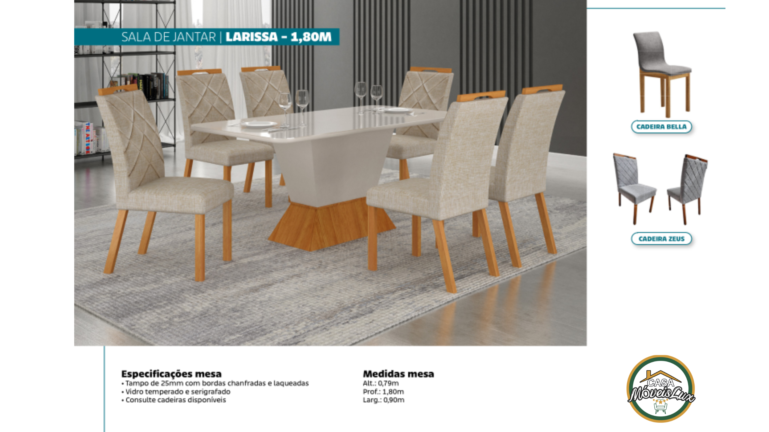 SALA DE JANTAR LARISSA - 1,80M