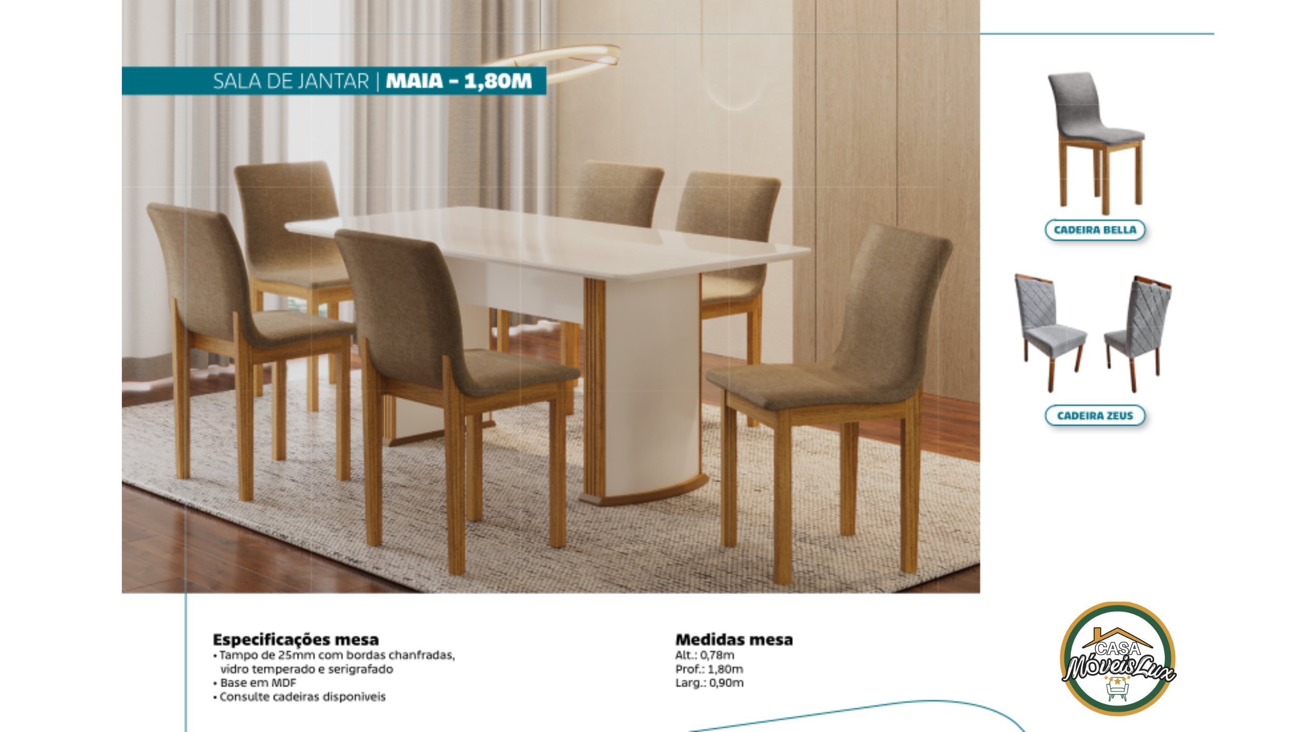SALA DE JANTAR MAIA - 1,80M