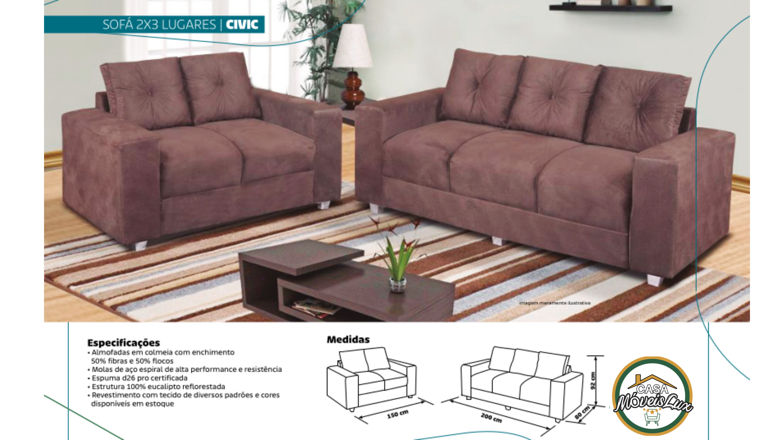 SOFÁ 2X3 LUGARES CIVIC