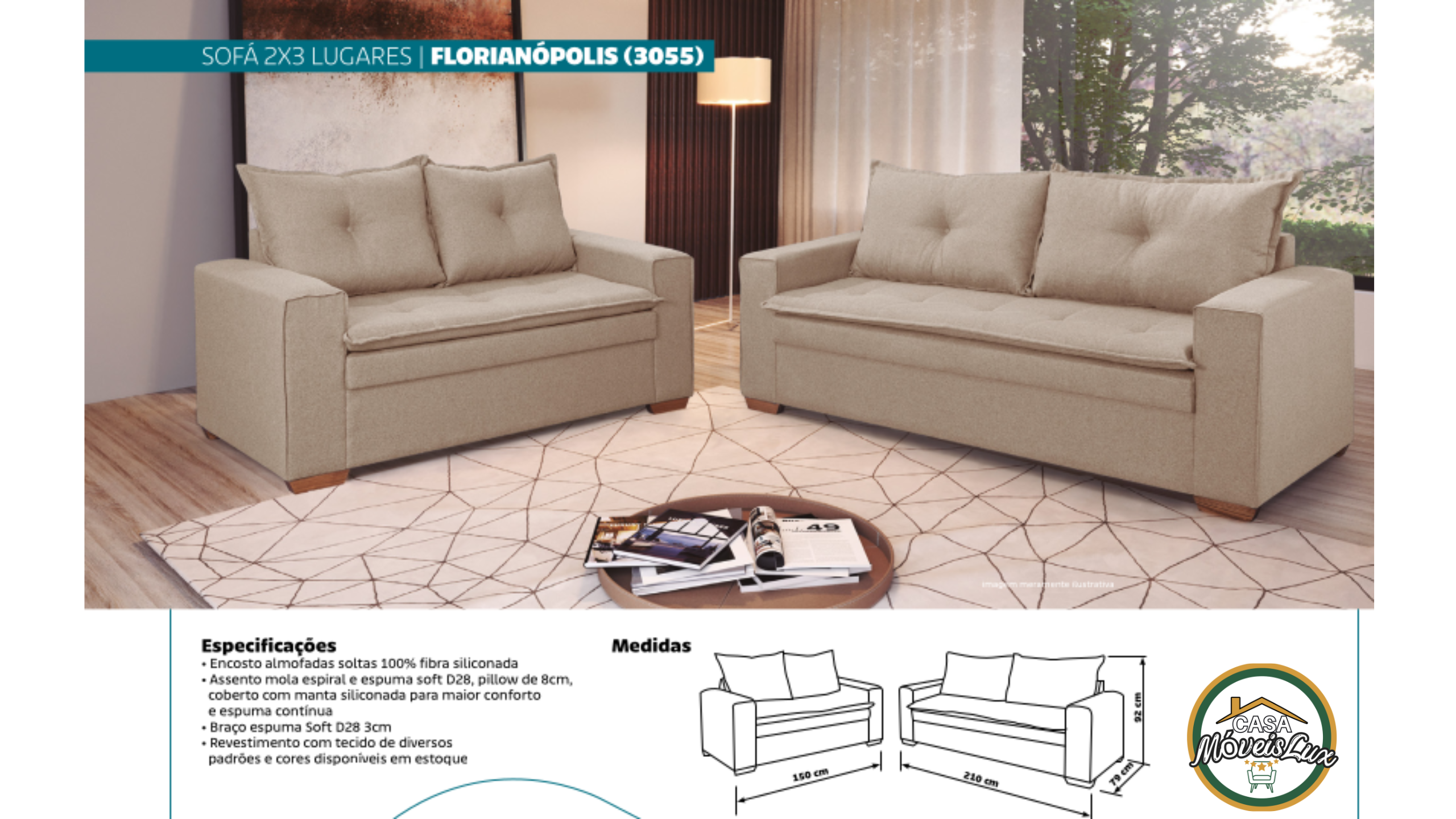 SOFÁ 2X3 LUGARES FLORIANÓPOLIS (3055)