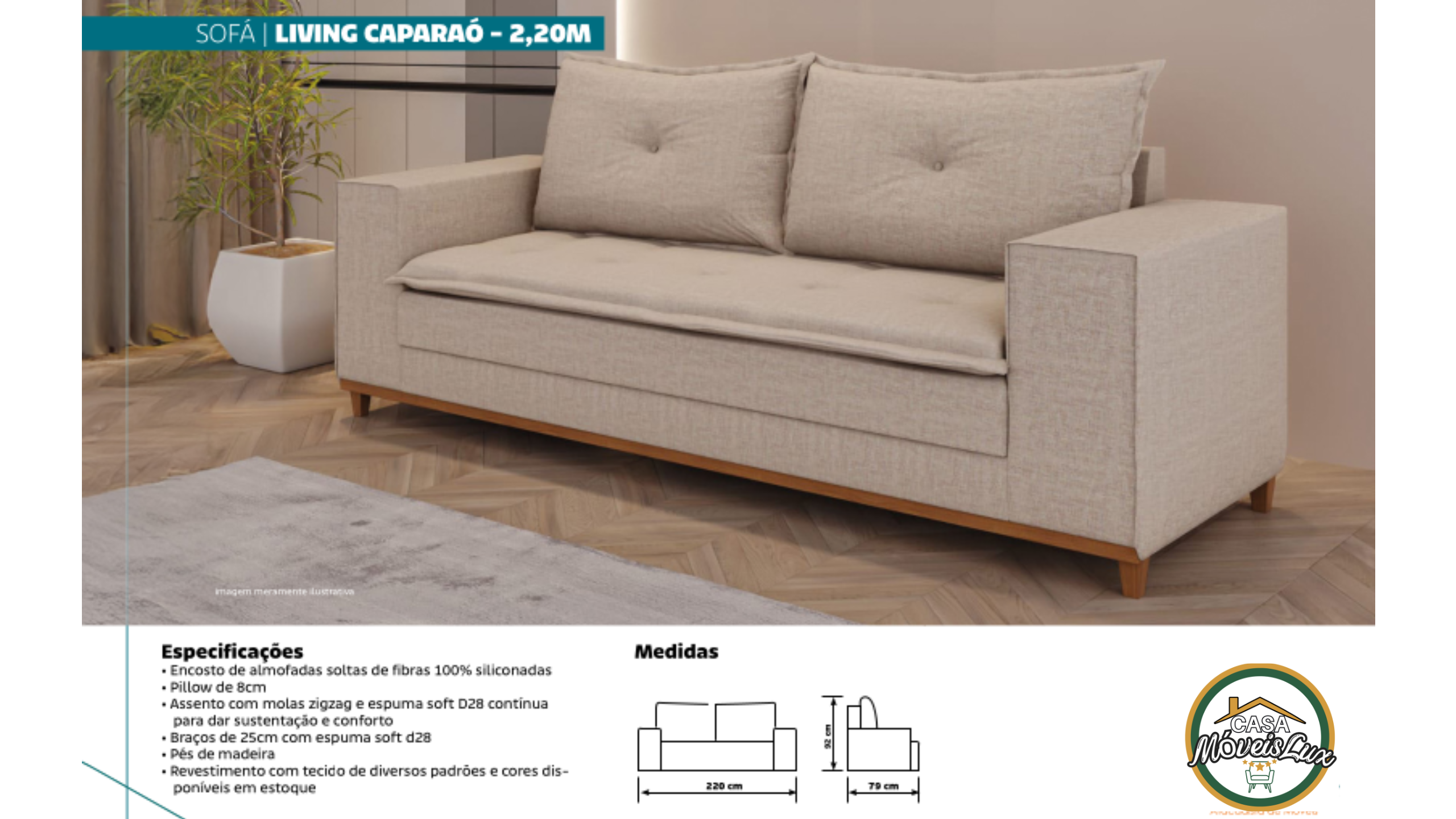SOFÁ LIVING CAPARAÓ - 2,20M